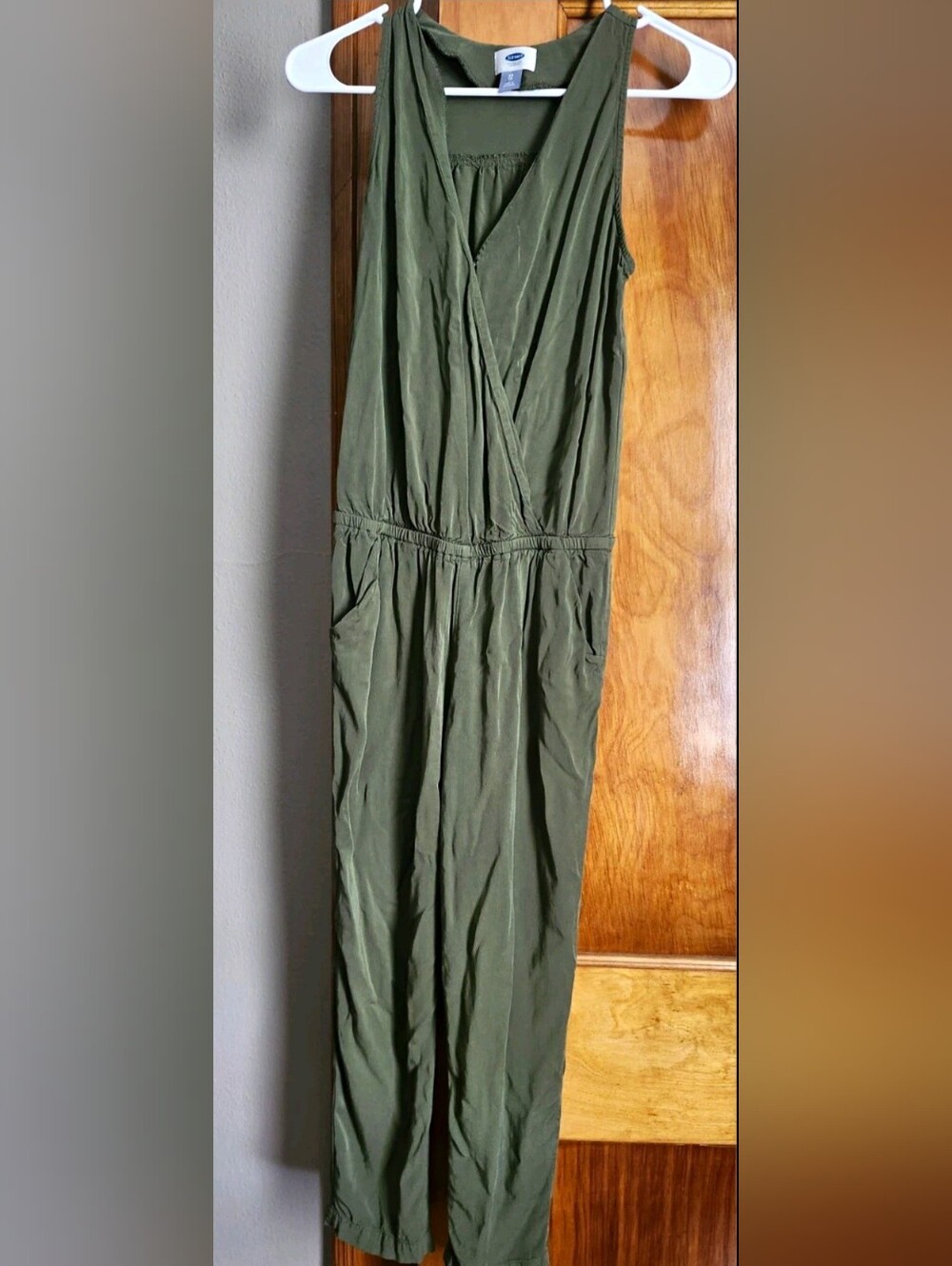 Old Navy Olive Green Sleeveless Jumpsuit with Elastic Waist